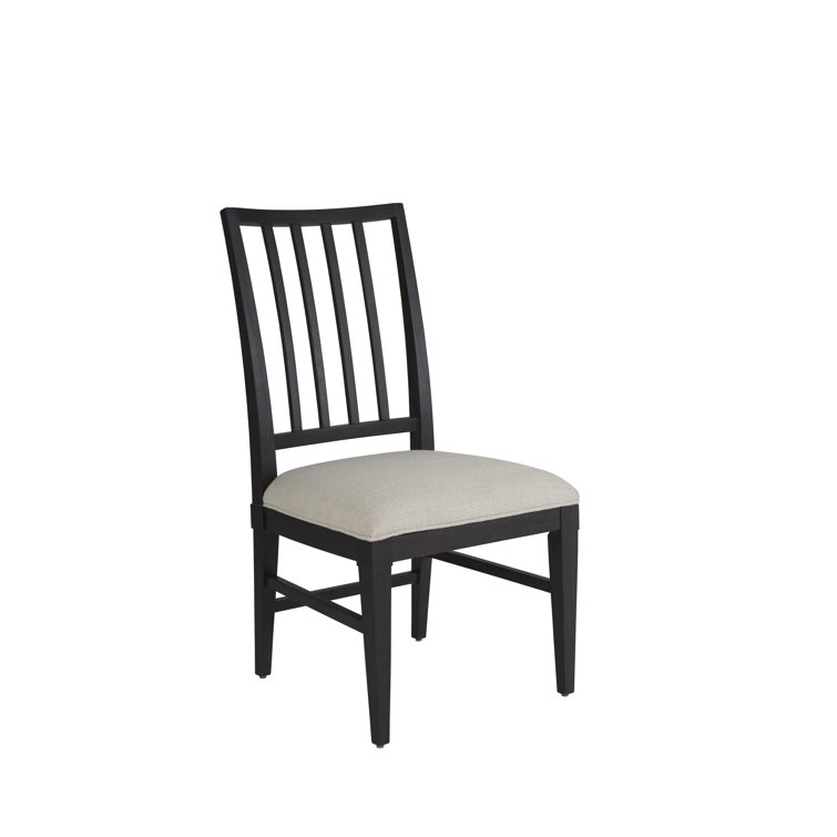Black Solid Oak Upholstered Slat Back Side Chair