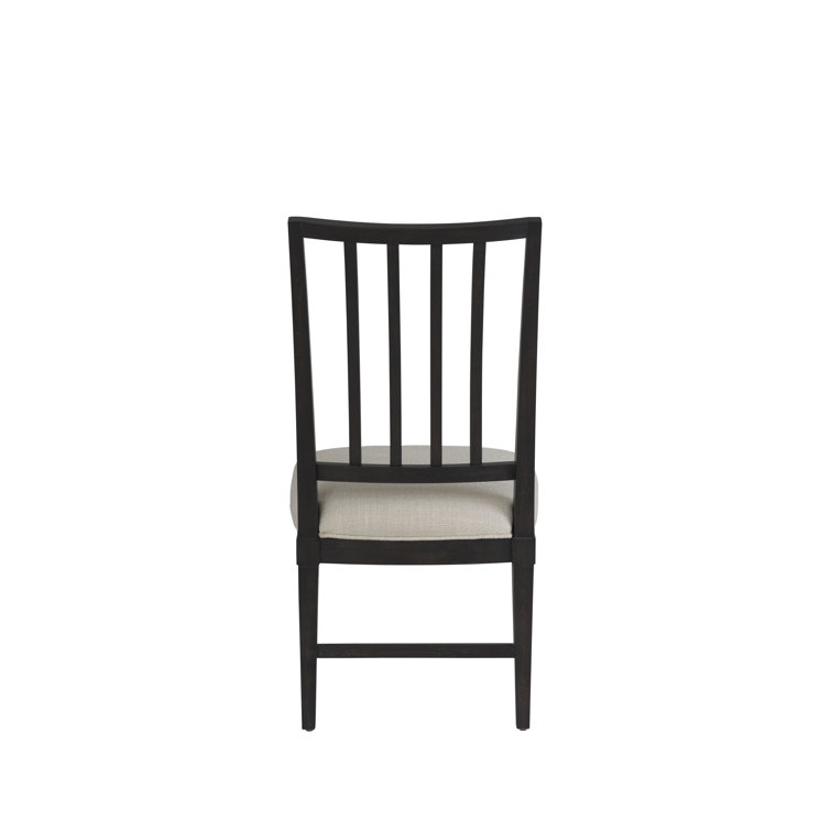 Black Solid Oak Upholstered Slat Back Side Chair