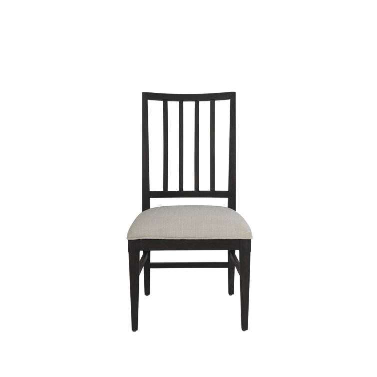 Black Solid Oak Upholstered Slat Back Side Chair