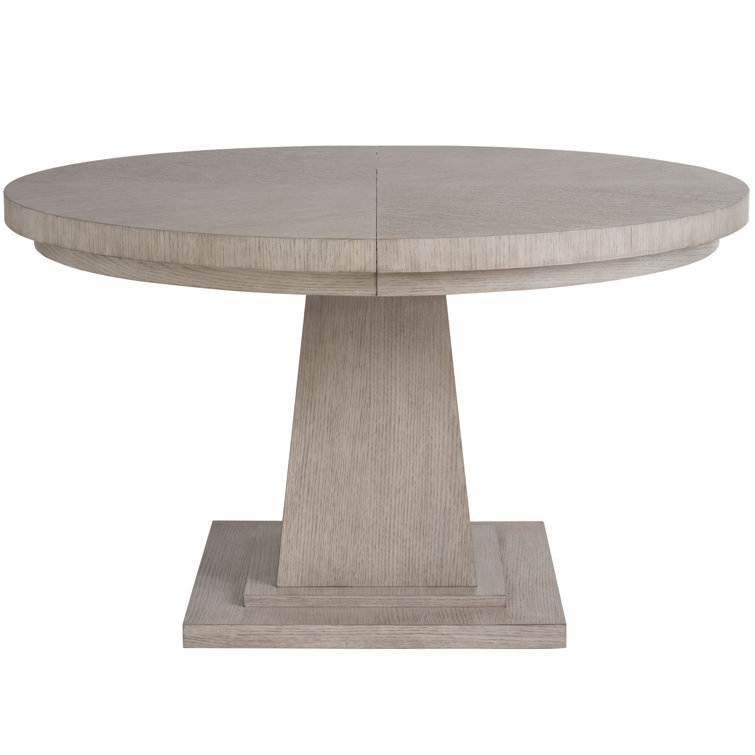 Gray Oak Round Extendable Pedestal Dining Table