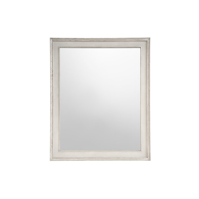 Rectangular White Wood Wall Mirror with Beveled Glass