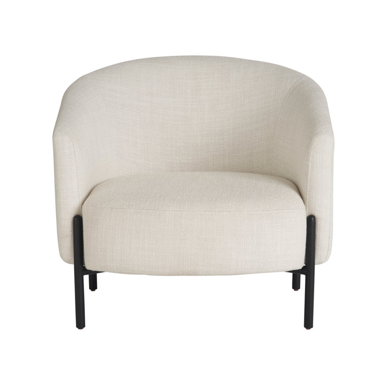 Asbury Oyster Upholstered Barrel Chair with Black Metal Legs