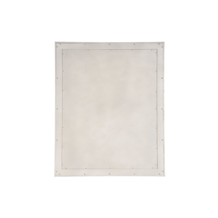 Rectangular White Wood Wall Mirror with Beveled Glass