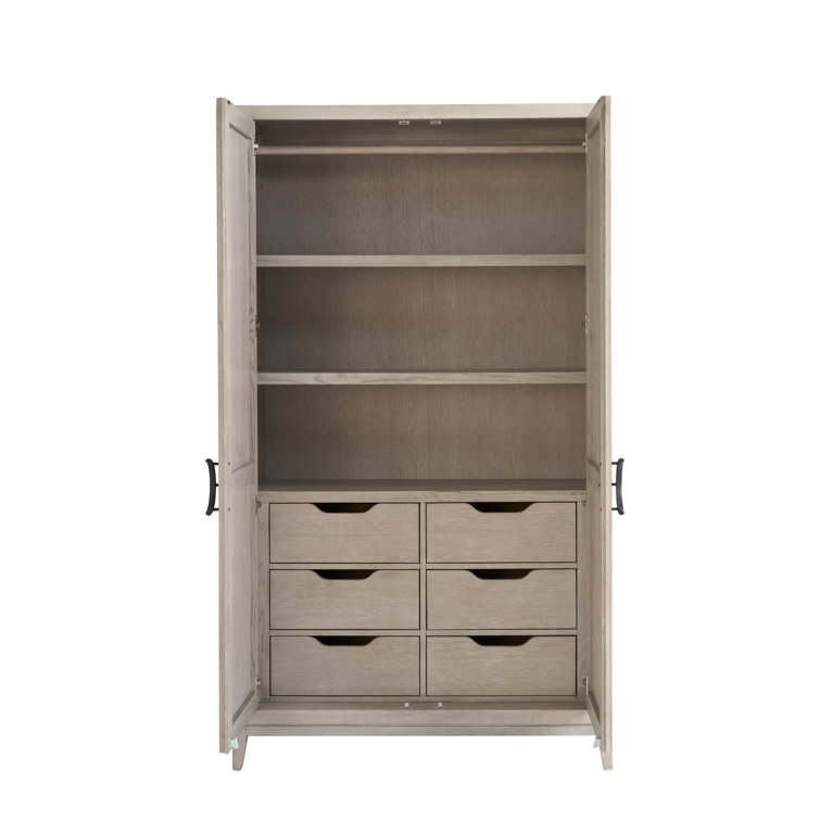 Nadine Light Brown Wood Wardrobe with Adjustable Shelves