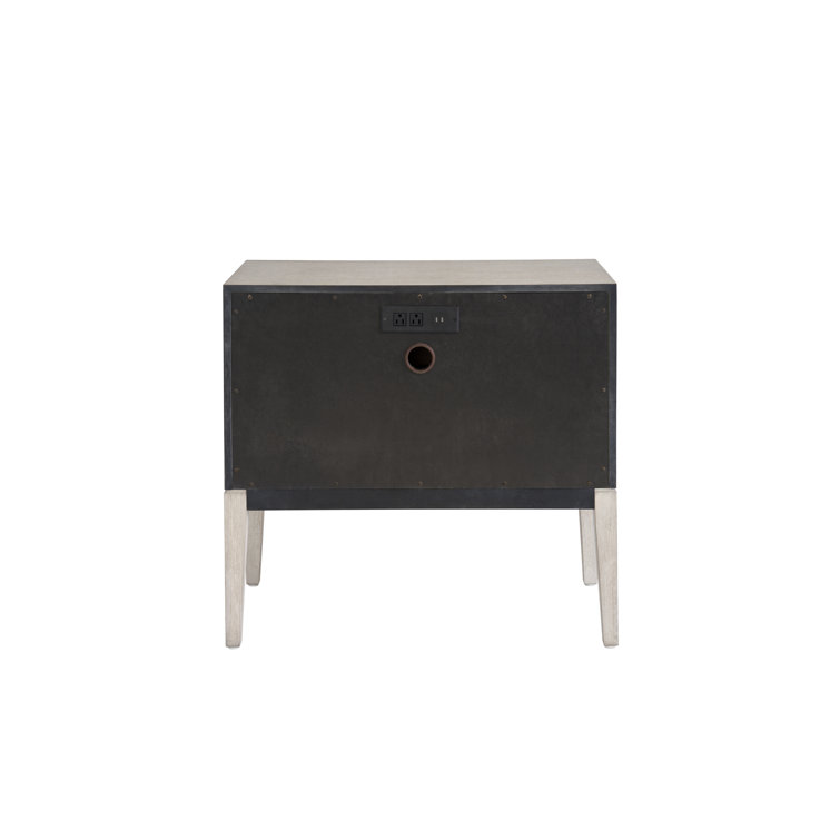 Presley Rolling Fog 2-Drawer Nightstand with USB Ports