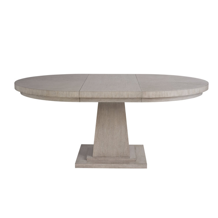 Gray Oak Round Extendable Pedestal Dining Table