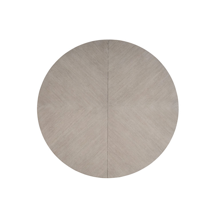 Gray Oak Round Extendable Pedestal Dining Table
