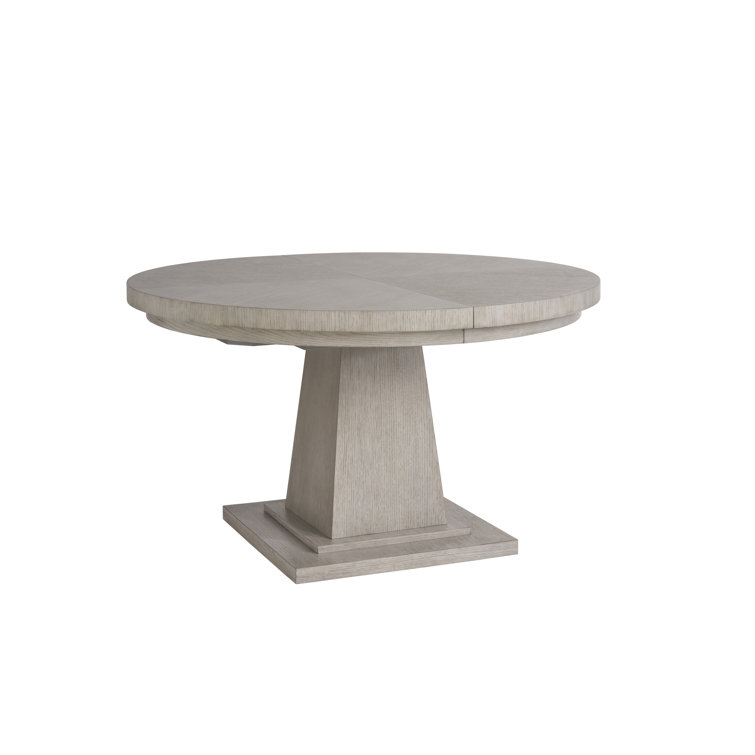 Gray Oak Round Extendable Pedestal Dining Table