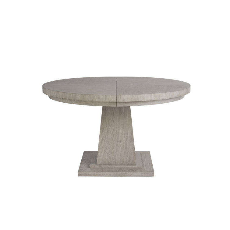 Gray Oak Round Extendable Pedestal Dining Table