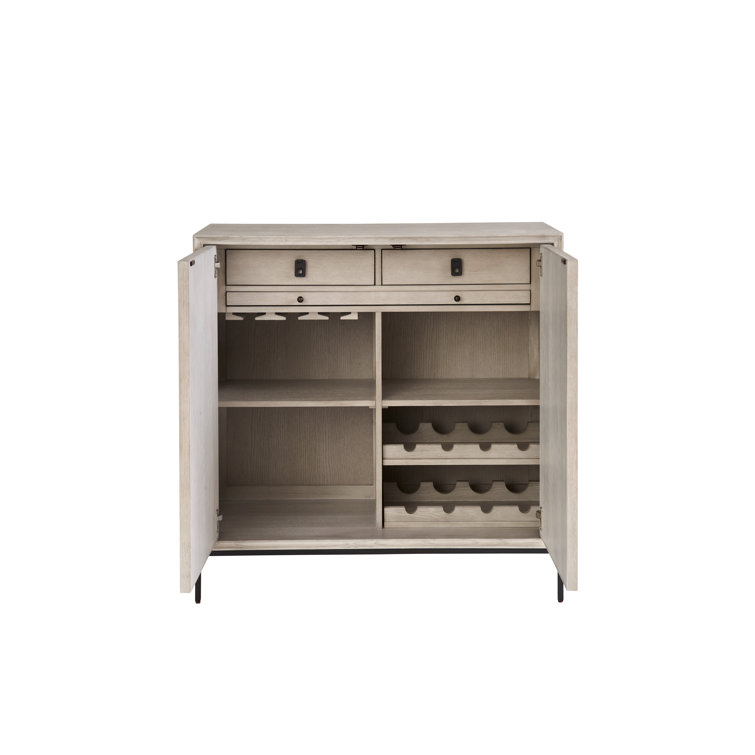 Odessa 42" Natural Oak Bar Cabinet with Metal Base