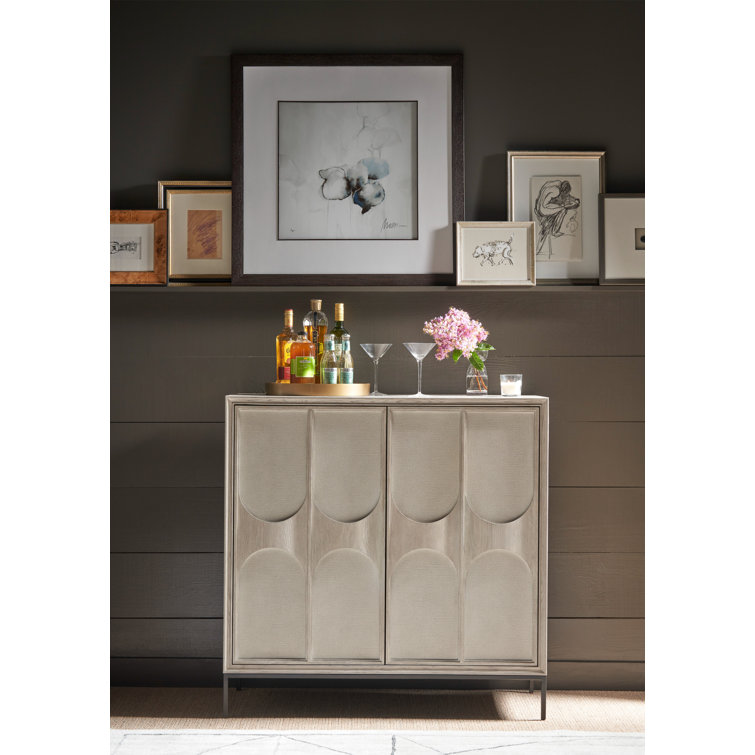 Odessa 42" Natural Oak Bar Cabinet with Metal Base