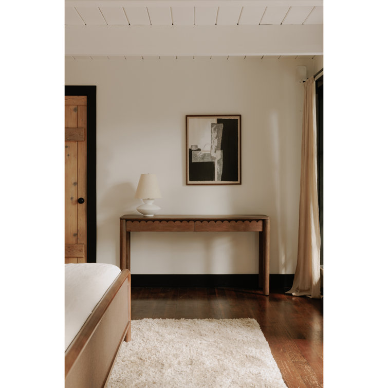 Brown Wood Console Table with Storage Drawers