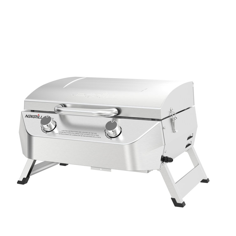 Compact Stainless Steel 2-Burner Portable Propane Gas Grill