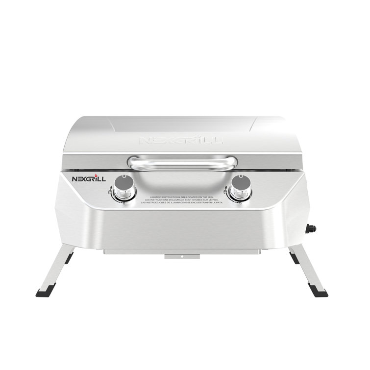 Compact Stainless Steel 2-Burner Portable Propane Gas Grill