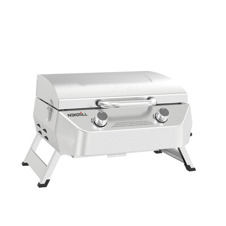 Compact Stainless Steel 2-Burner Portable Propane Gas Grill