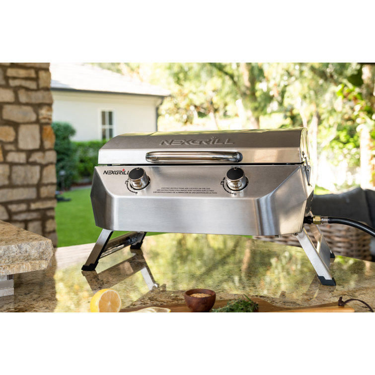 Compact Stainless Steel 2-Burner Portable Propane Gas Grill