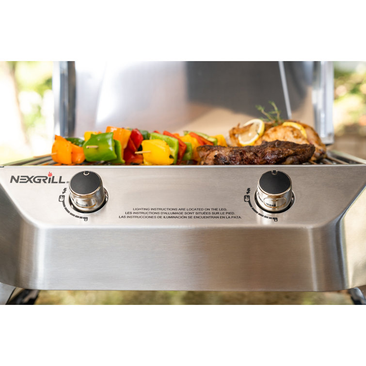 Compact Stainless Steel 2-Burner Portable Propane Gas Grill