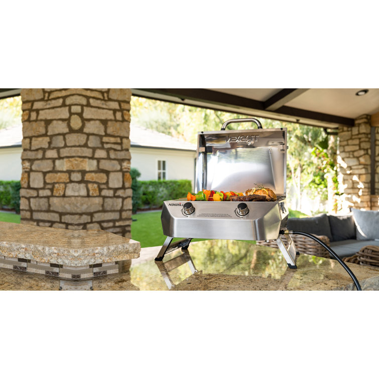 Compact Stainless Steel 2-Burner Portable Propane Gas Grill