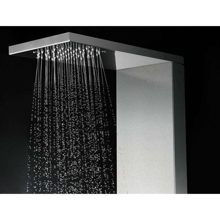 56'' Brushed Stainless Steel Shower Panel with Rainfall Showerhead
