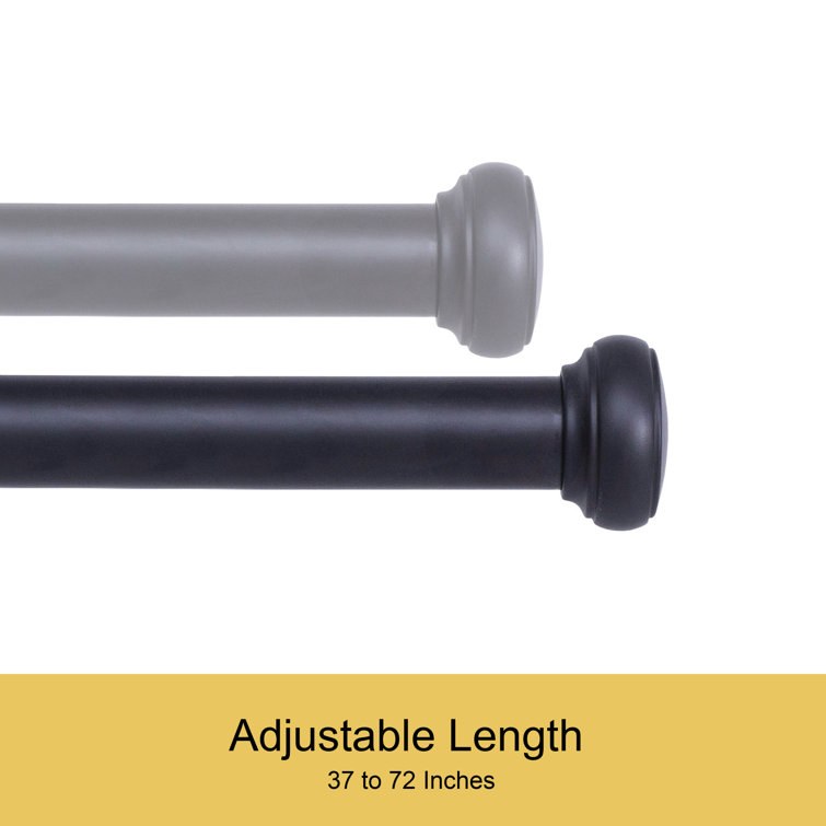 Adjustable Black Steel Indoor/Outdoor Curtain Rod, 37-72 inches
