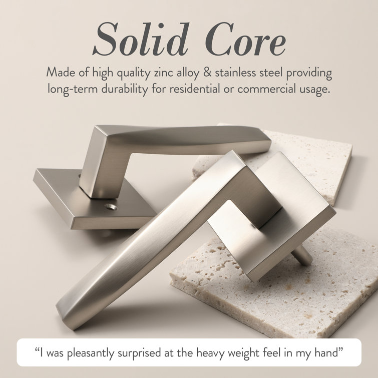 Satin Nickel Square Backplate Modern Interior Door Lever