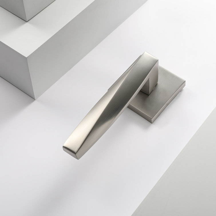 Satin Nickel Square Backplate Modern Interior Door Lever
