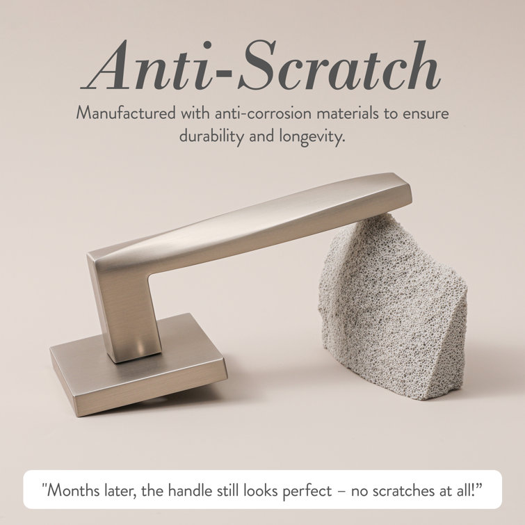 Satin Nickel Square Backplate Modern Interior Door Lever