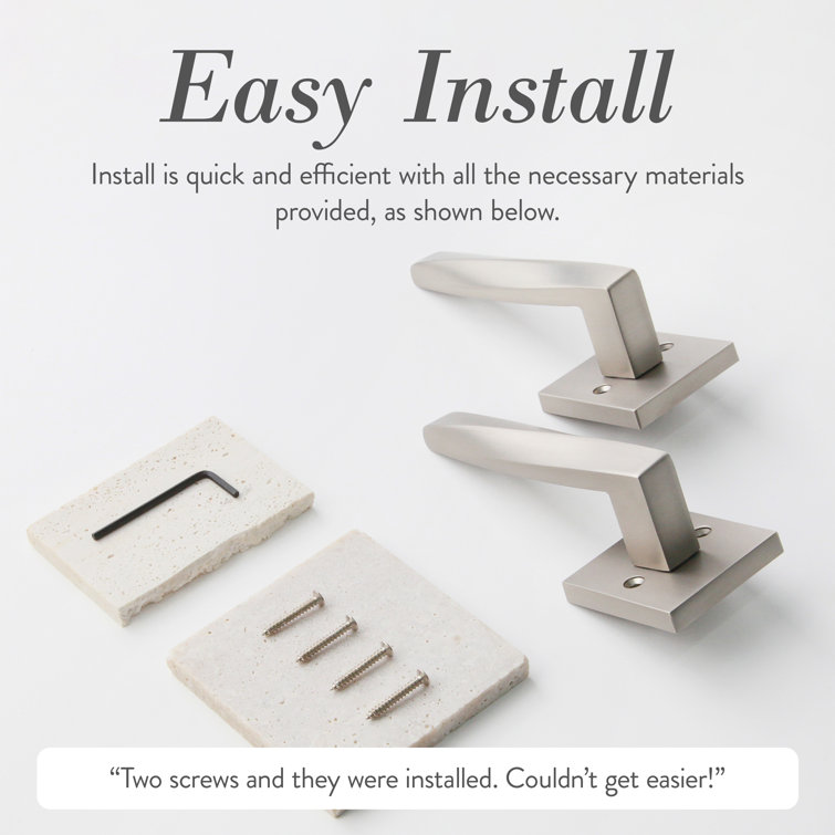 Satin Nickel Square Backplate Modern Interior Door Lever