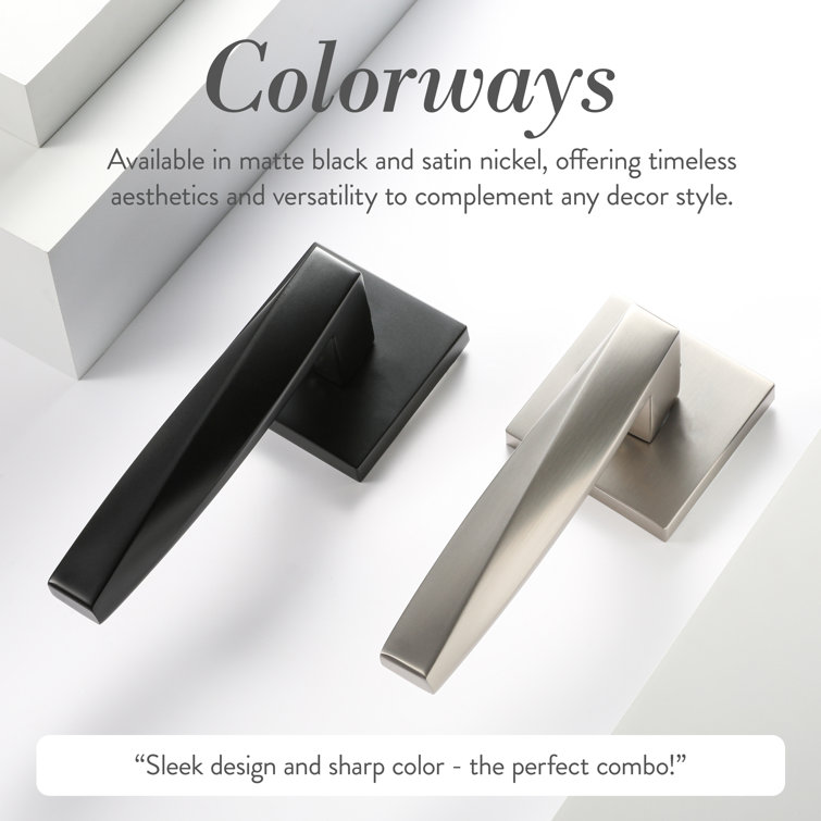 Satin Nickel Square Backplate Modern Interior Door Lever