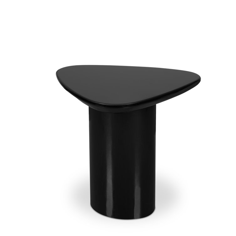 Black Gloss Triangular MDF End Table