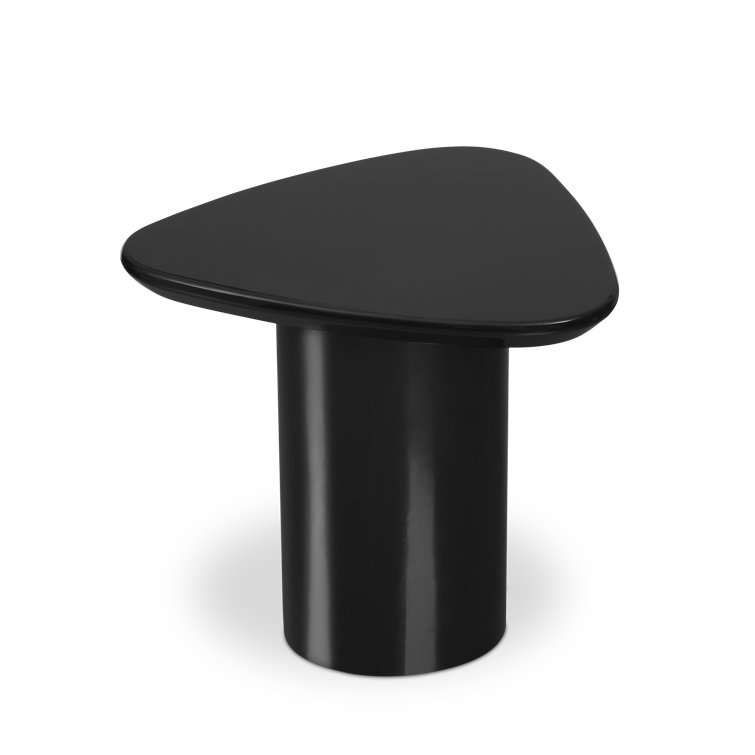 Black Gloss Triangular MDF End Table