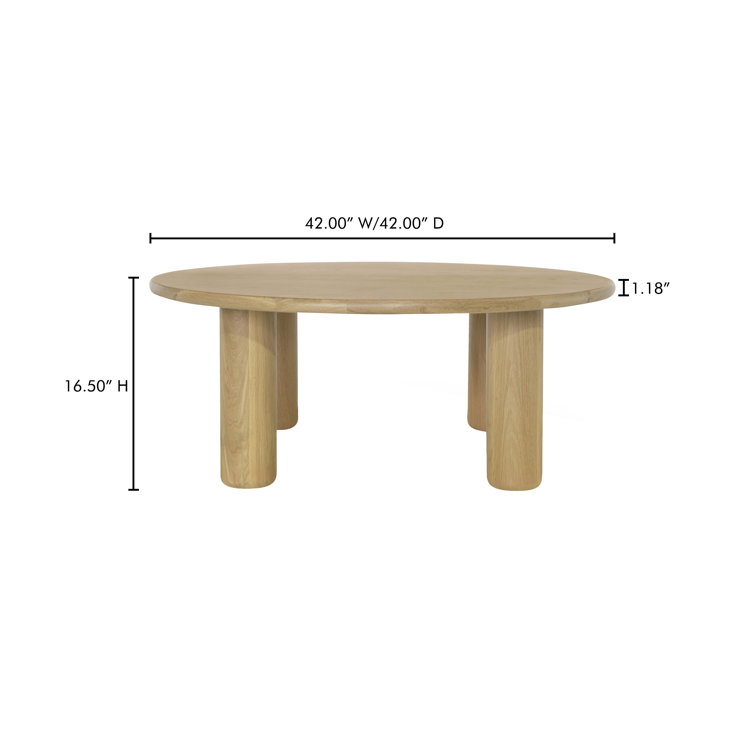 Round Natural Oak Kiln-Dried Wood Coffee Table
