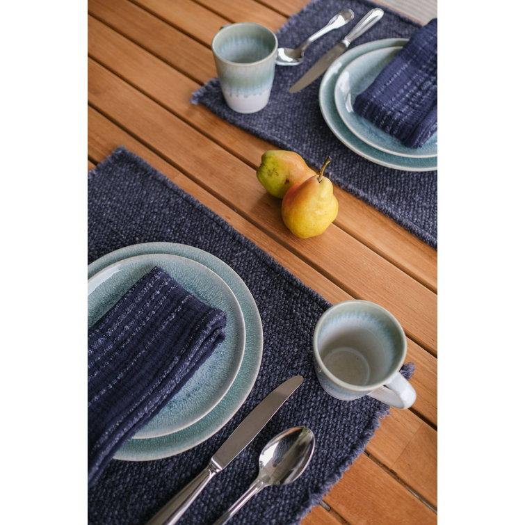 Beige Woven Fabric Rectangle Placemats Set of 4