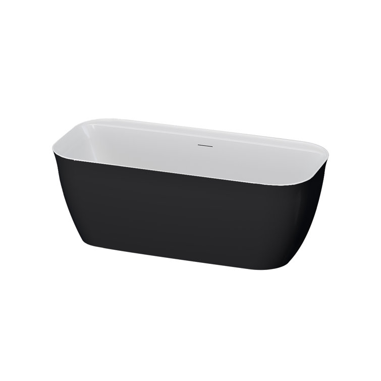 Panya 63'' Black and White Freestanding Acrylic Soaking Bathtub