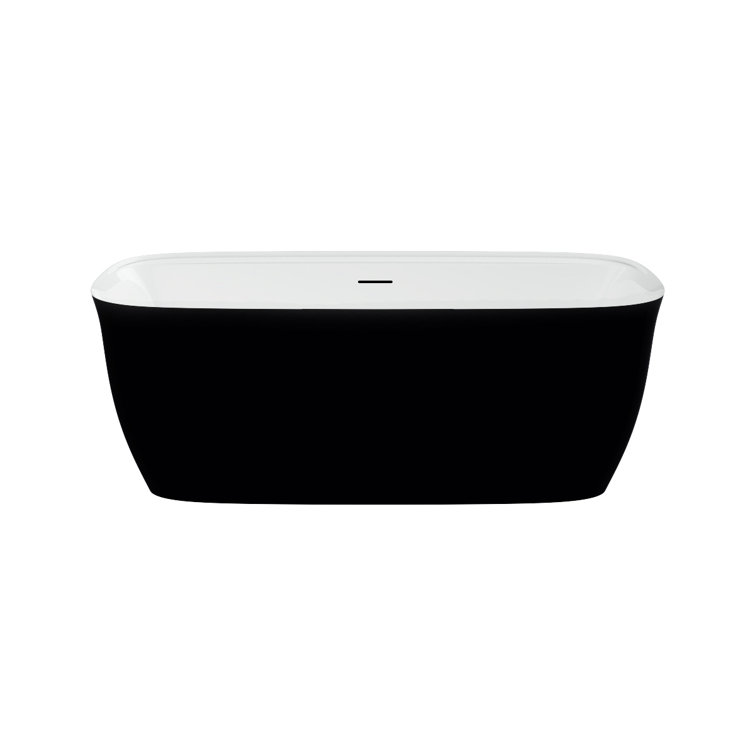 Panya 63'' Black and White Freestanding Acrylic Soaking Bathtub