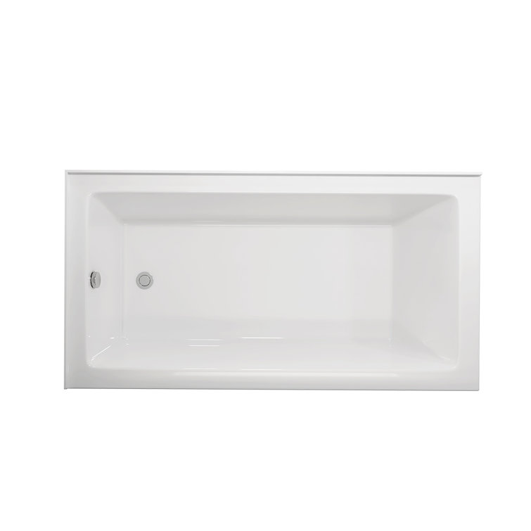 60'' White Acrylic Rectangular Soaking Bathtub