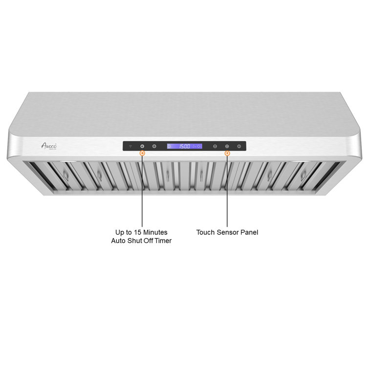 Awoco 36" Brushed Stainless Steel Under Cabinet Range Hood with Baffle Filters