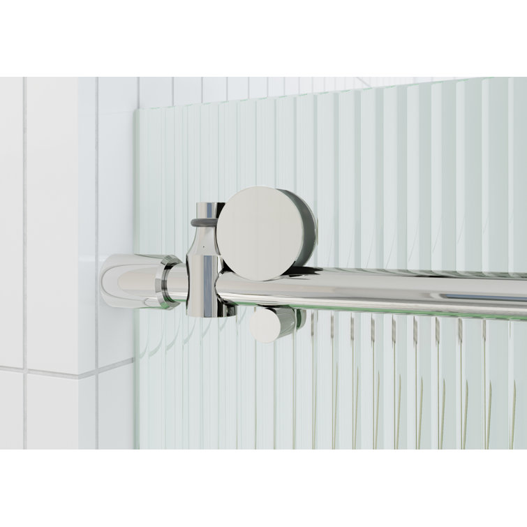 Galaxy 60" Frameless Fluted Glass Sliding Bathtub Door in Chrome