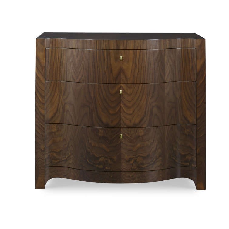 French Walnut Serpentine Chest with Brass Hardware