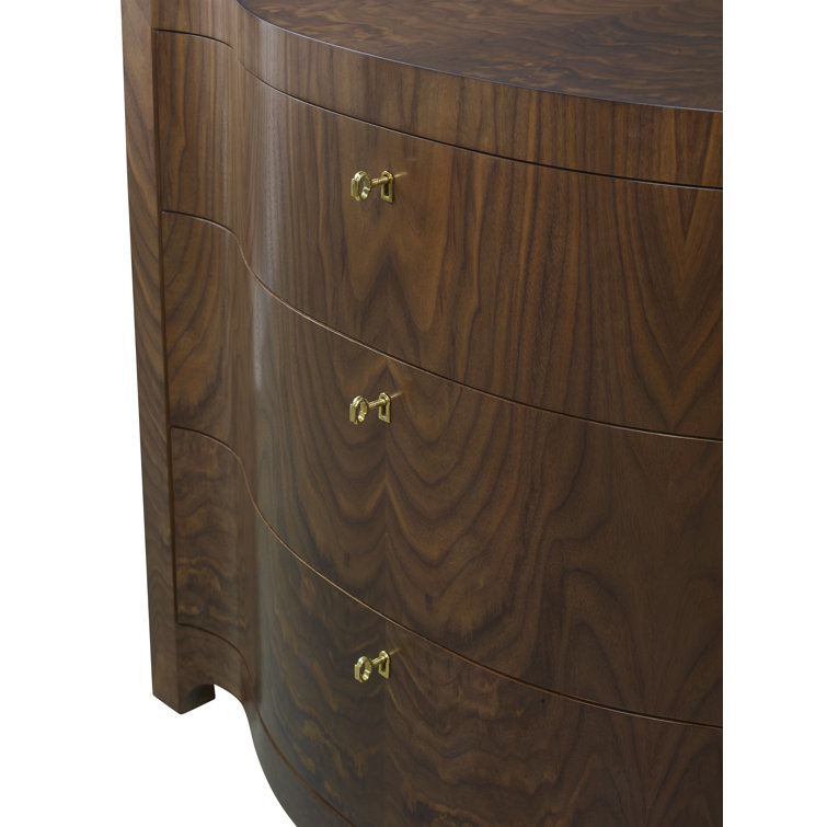 French Walnut Serpentine Chest with Brass Hardware