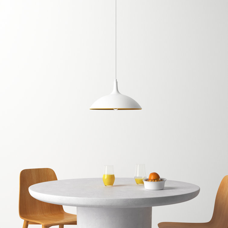White and Gold Aluminum Single Light Dome Pendant