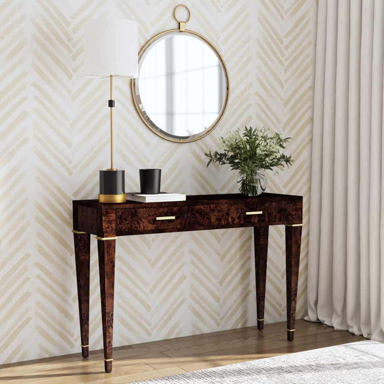Kai 45" Dark Brown Burl Wood Console Table with Storage
