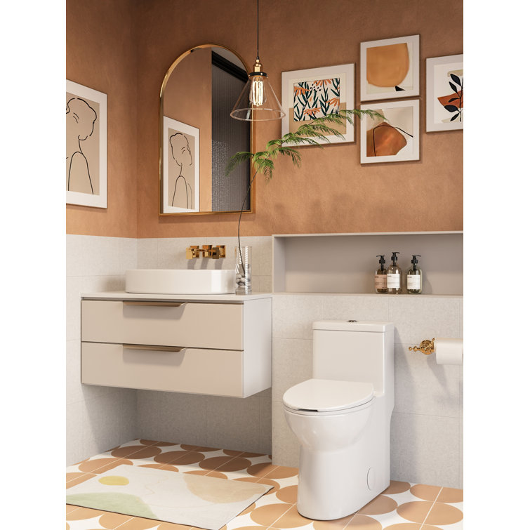White Ceramic Dual Flush Elongated One-Piece Toilet