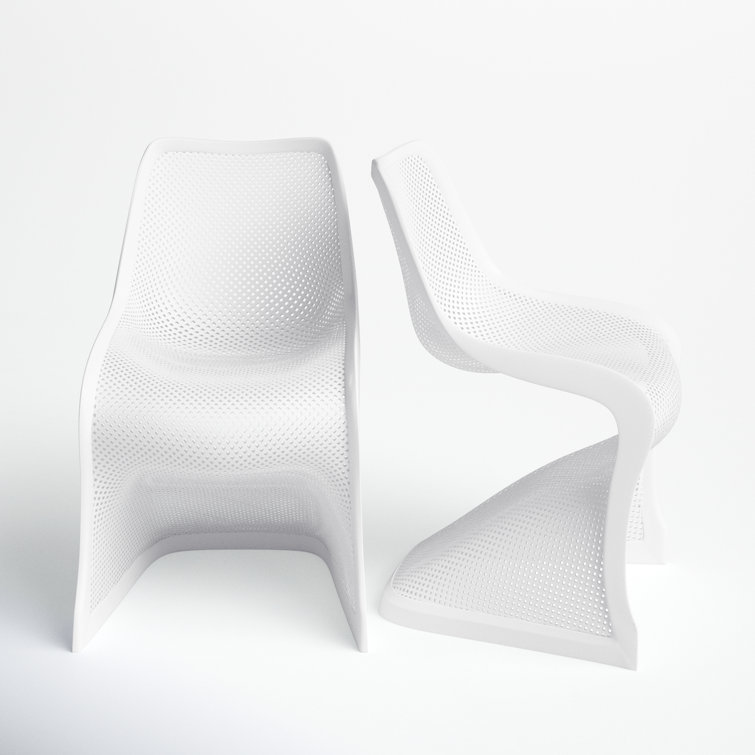 Elegant Bloom Marine-Grade White Resin Dining Chair - Set of 2