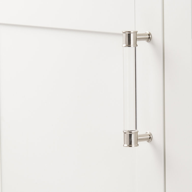 Brushed Nickel and Clear Acrylic Bar Cabinet Pull