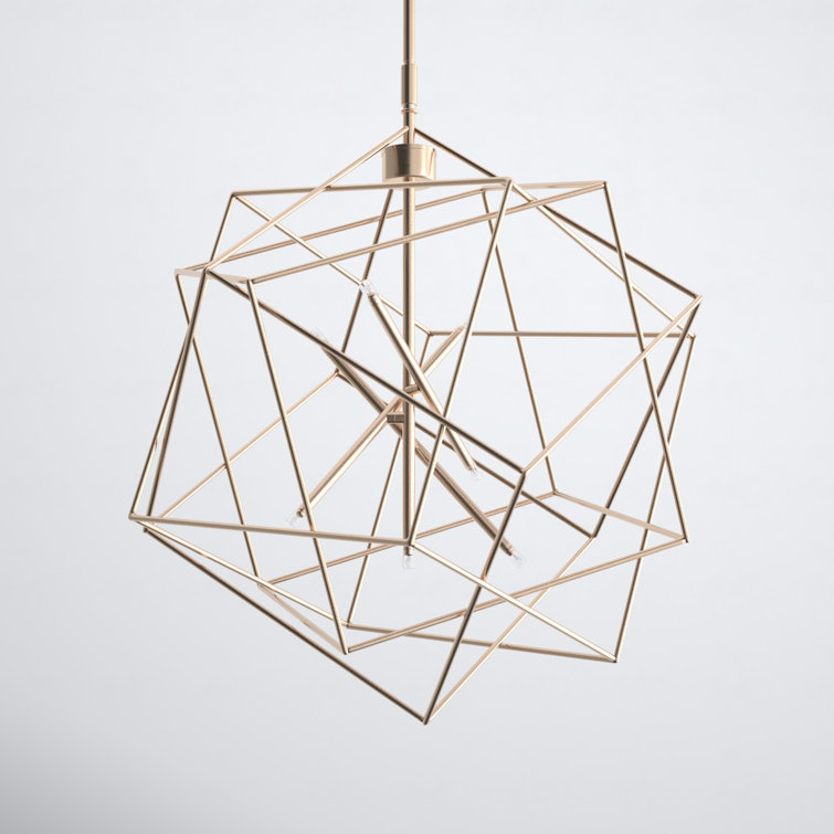 Stacia French Gold LED Geometric Island Pendant, 21"x69"