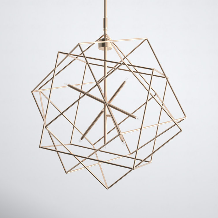 Stacia French Gold LED Geometric Island Pendant, 21"x69"