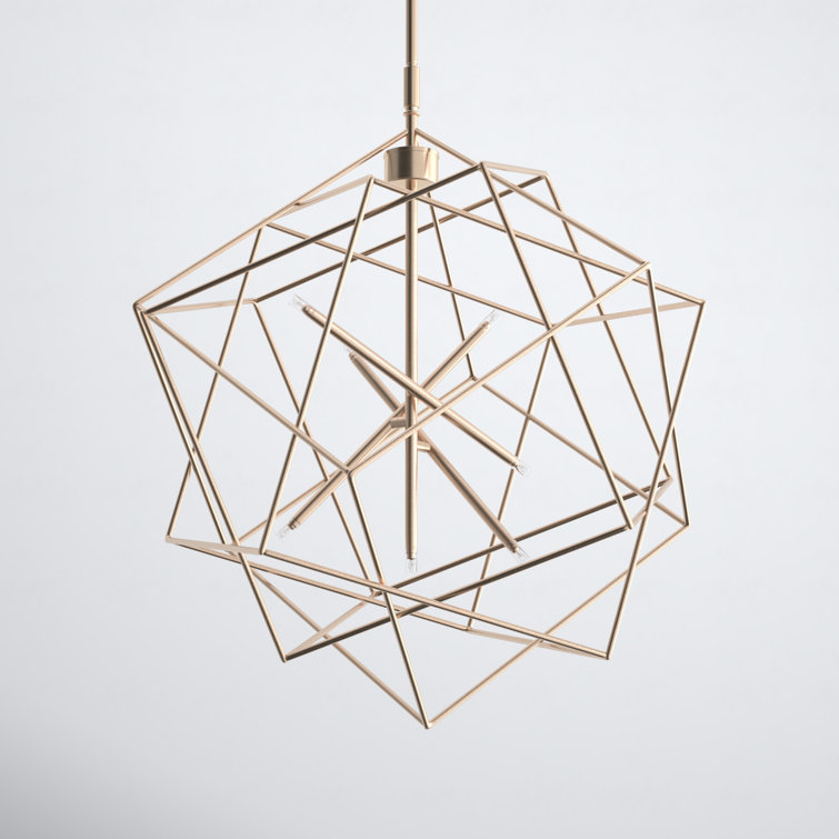 Stacia French Gold LED Geometric Island Pendant, 21"x69"