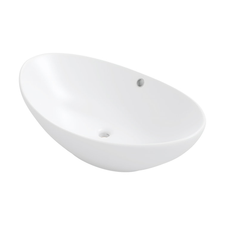 Eclisse 23" x 15" White Ceramic Oval Vessel Sink