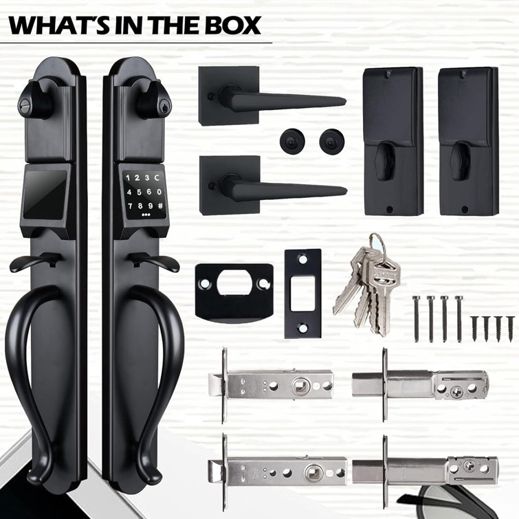 Matte Black Heavy Duty Keypad Deadbolt Handleset for Double Front Door